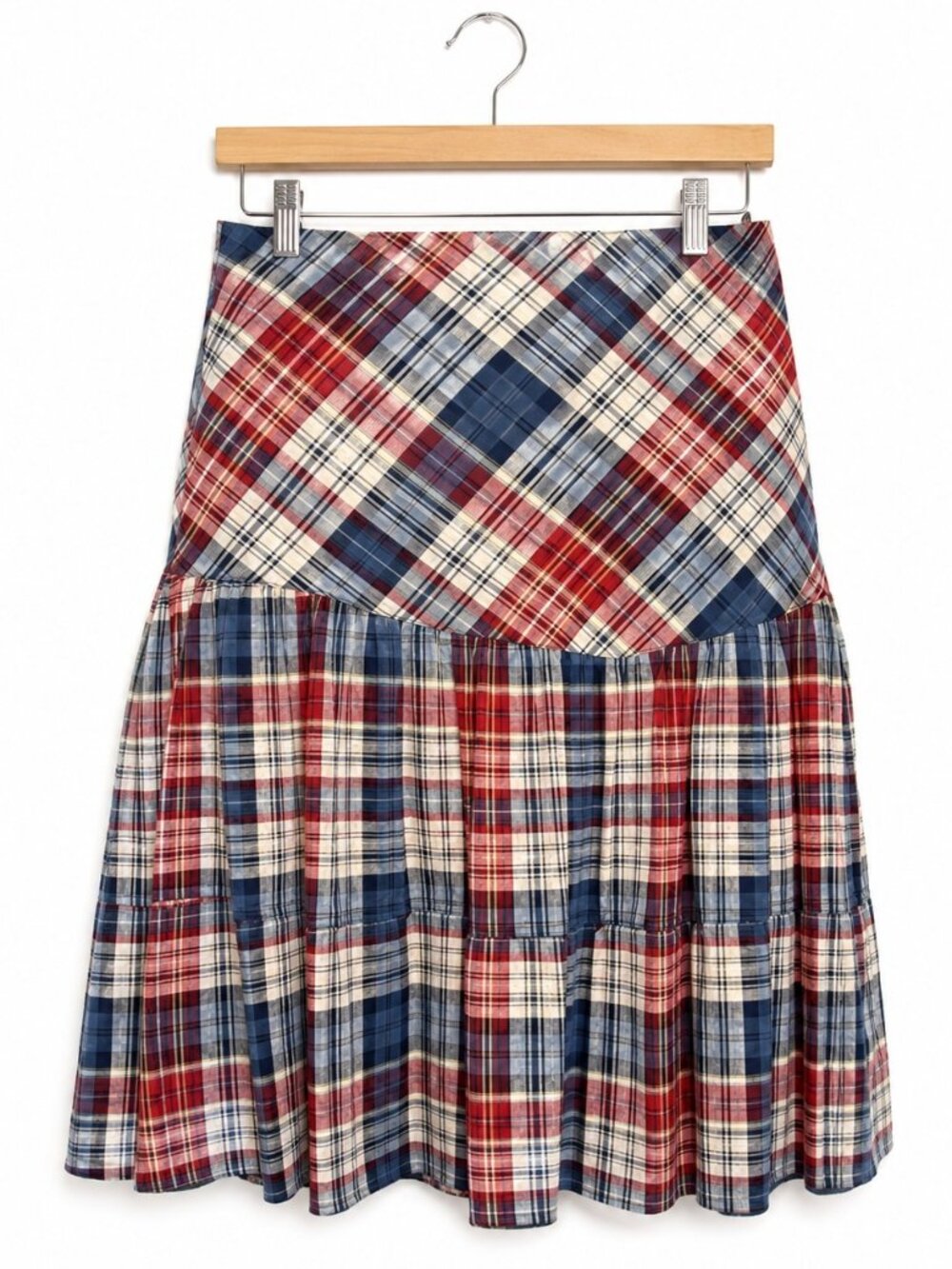 NWT Torrid Size 22 Plaid Tiered Skirt Red Blue Cream Preppy Academia
